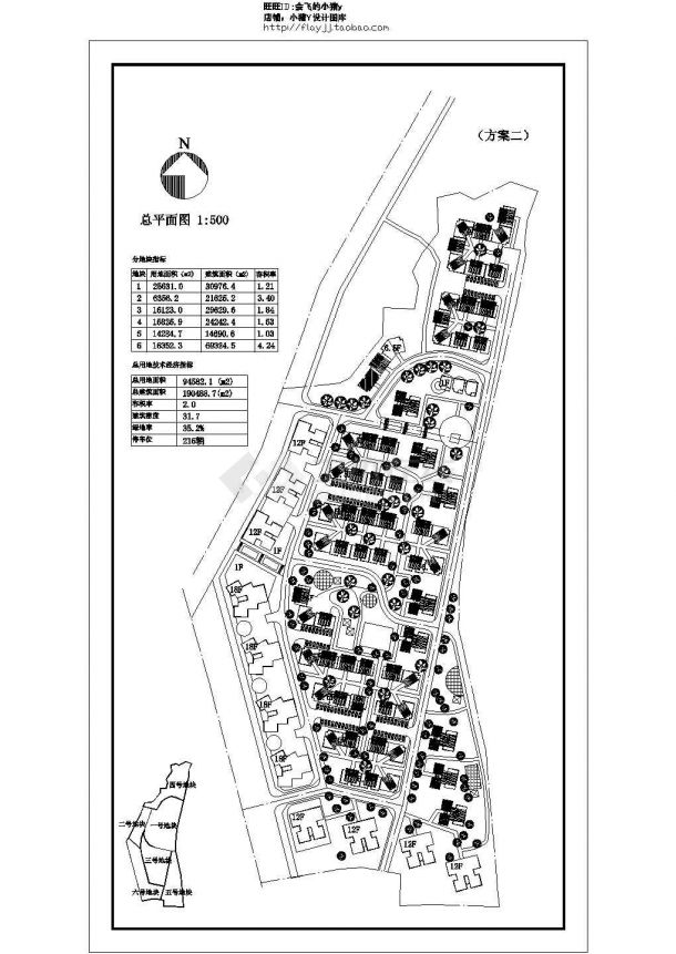 总用地94582.1平米小区建筑总平面图设计图-图一