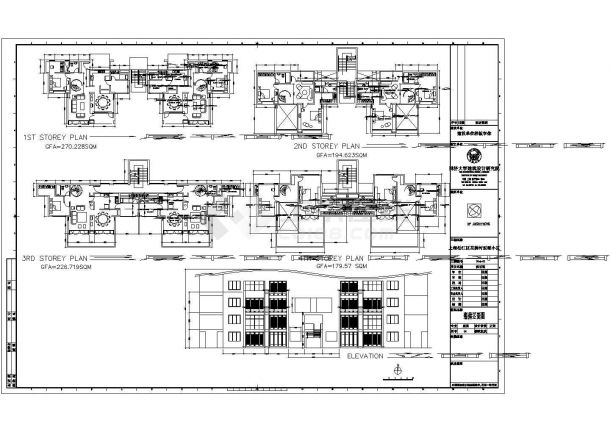 某四层框架结构别墅式俱乐部设计cad全套建筑施工图（标注详细）-图二