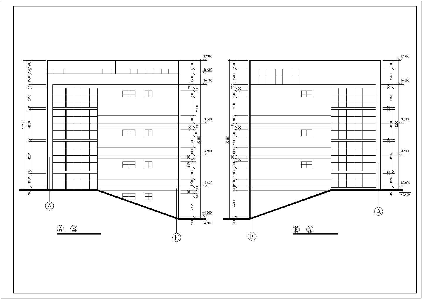 某医院家属区教室及食堂建筑设计CAD施工图