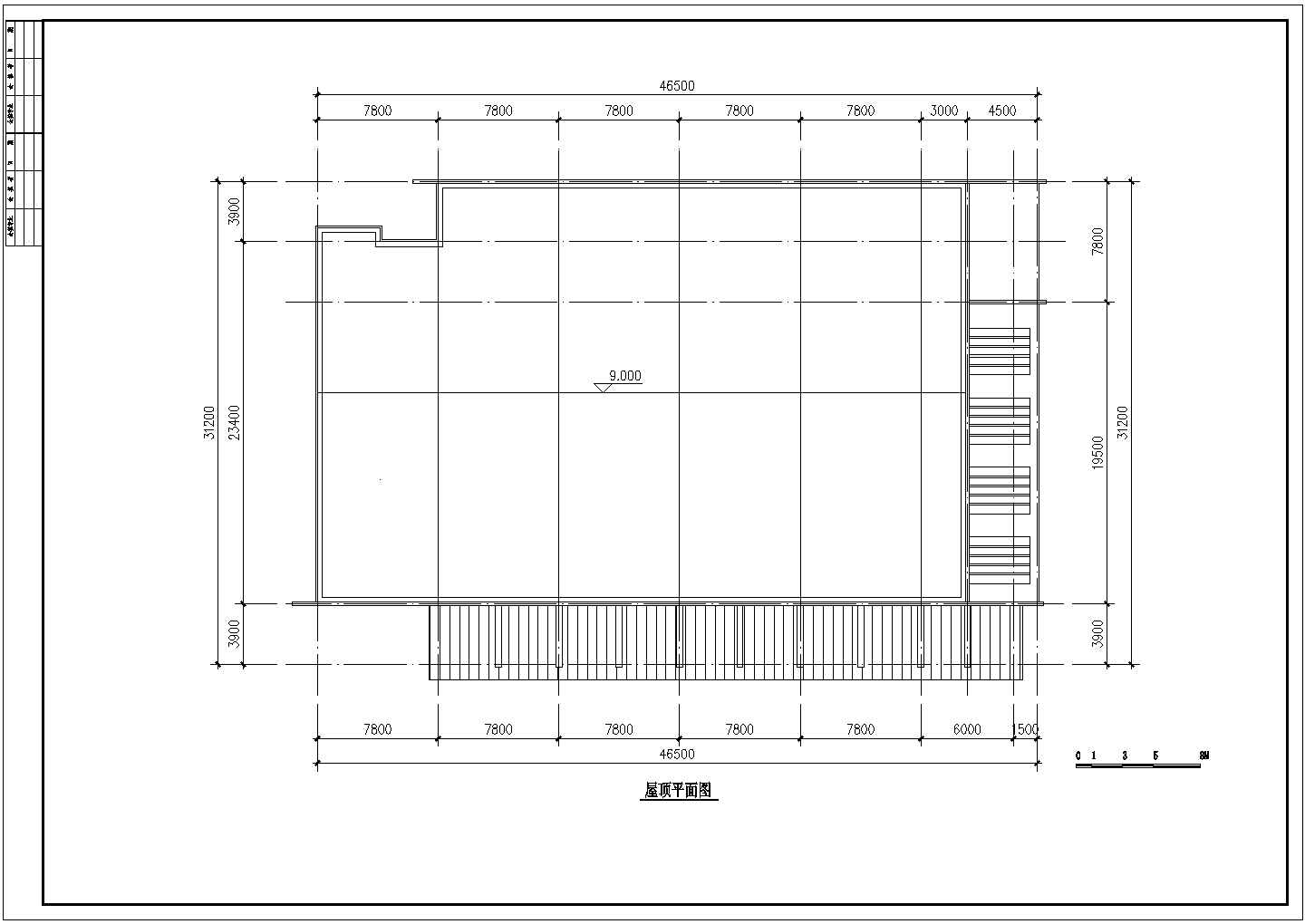 长46.5米 宽31.2米 2层学校食堂建筑施工图