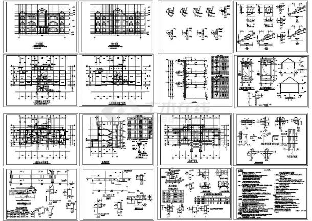 三层办公室框架结构施工图-图一