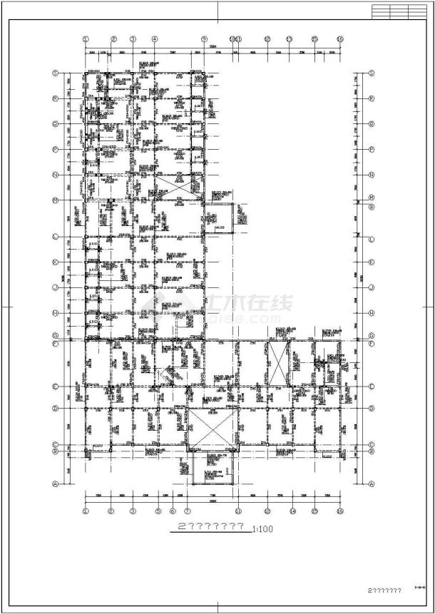 [辽宁]地上三层异形柱框架结构综合楼结构施工图CAD-图二
