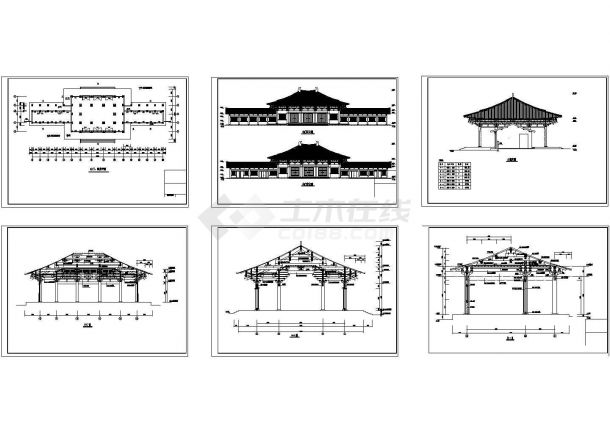 某地景区山门全套建筑施工设计cad图纸（含山门、厢房平面图）-图一