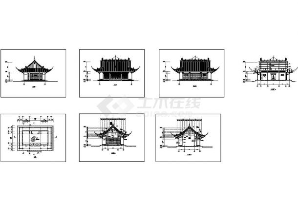 【杭州】某地家族庙宇全套施工设计cad图纸（含背立面图）-图一