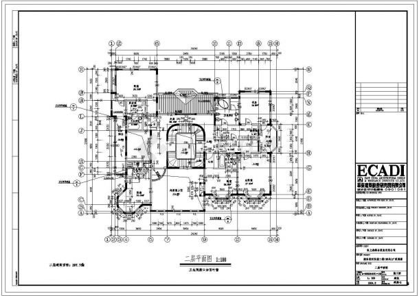 某地上二层砌体结构简欧别墅设计cad全套建筑施工图（甲级院设计）-图二