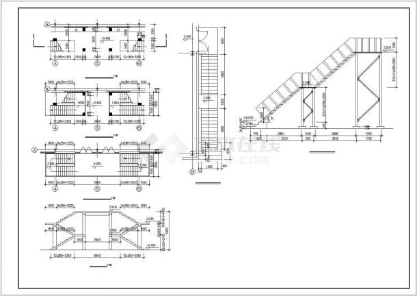 某高校食堂钢结构建筑设计CAD图-图二