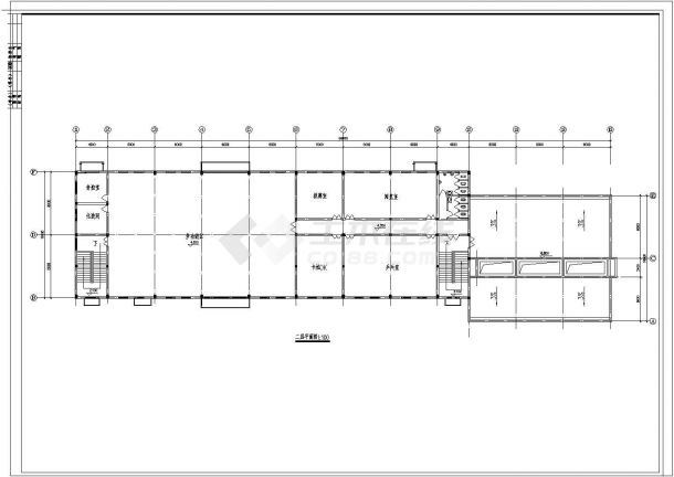 2层食堂浴室娱乐室长68米 宽16米设计cad图纸，共5张-图二