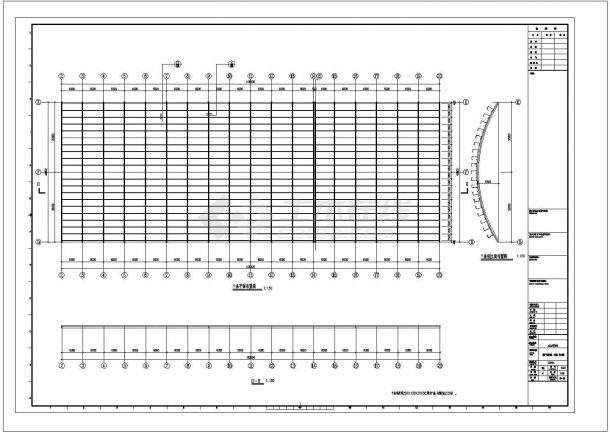新疆某农贸市场钢结构设计cad图（含钢拱支座平面布置图）-图一