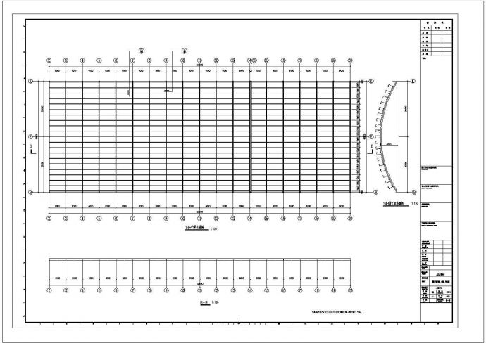 新疆某农贸市场钢结构设计cad图（含钢拱支座平面布置图）_图1