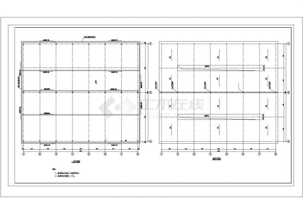 1512平方米某单层轻钢结构农贸市场建筑施工cad图，共十张-图二