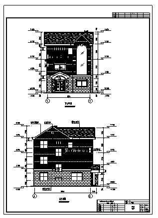 某市三层经典风格新农村别墅建筑施工cad图（带效果图）-图一