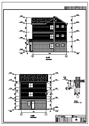 某市三层经典风格新农村别墅建筑施工cad图（带效果图）-图二