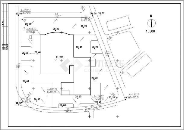 某学校食堂建筑施工CAD图-图一