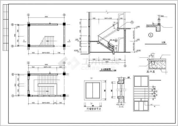 某公司食堂建筑施工CAD图-图二