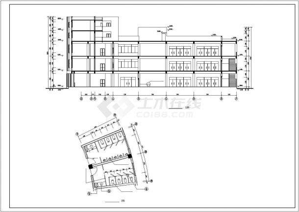 某外国语5层学校食堂建筑施工图（建筑面积8137平方米）-图一