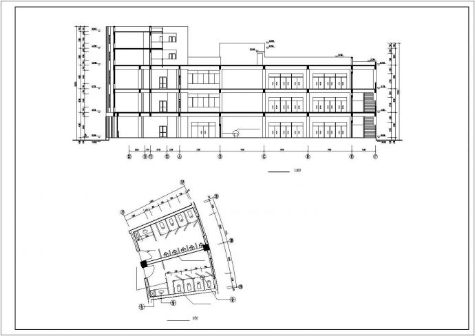 某外国语5层学校食堂建筑施工图（建筑面积8137平方米）_图1