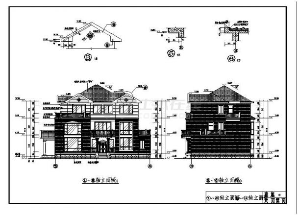 欧式坡屋面3层独栋别墅建筑设计施工图（含效果图）-图一