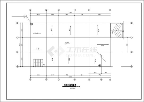 霸州市某居住区六百平米地下车库平剖面设计CAD图纸-图一