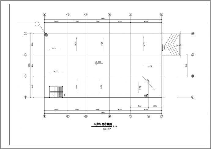 霸州市某居住区六百平米地下车库平剖面设计CAD图纸_图1