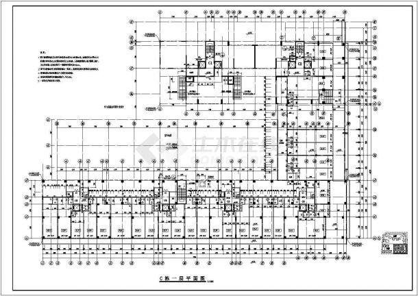 湖州市某街道20层五栋联排式商住楼全套建筑设计CAD图纸（1-2层为商铺）-图一