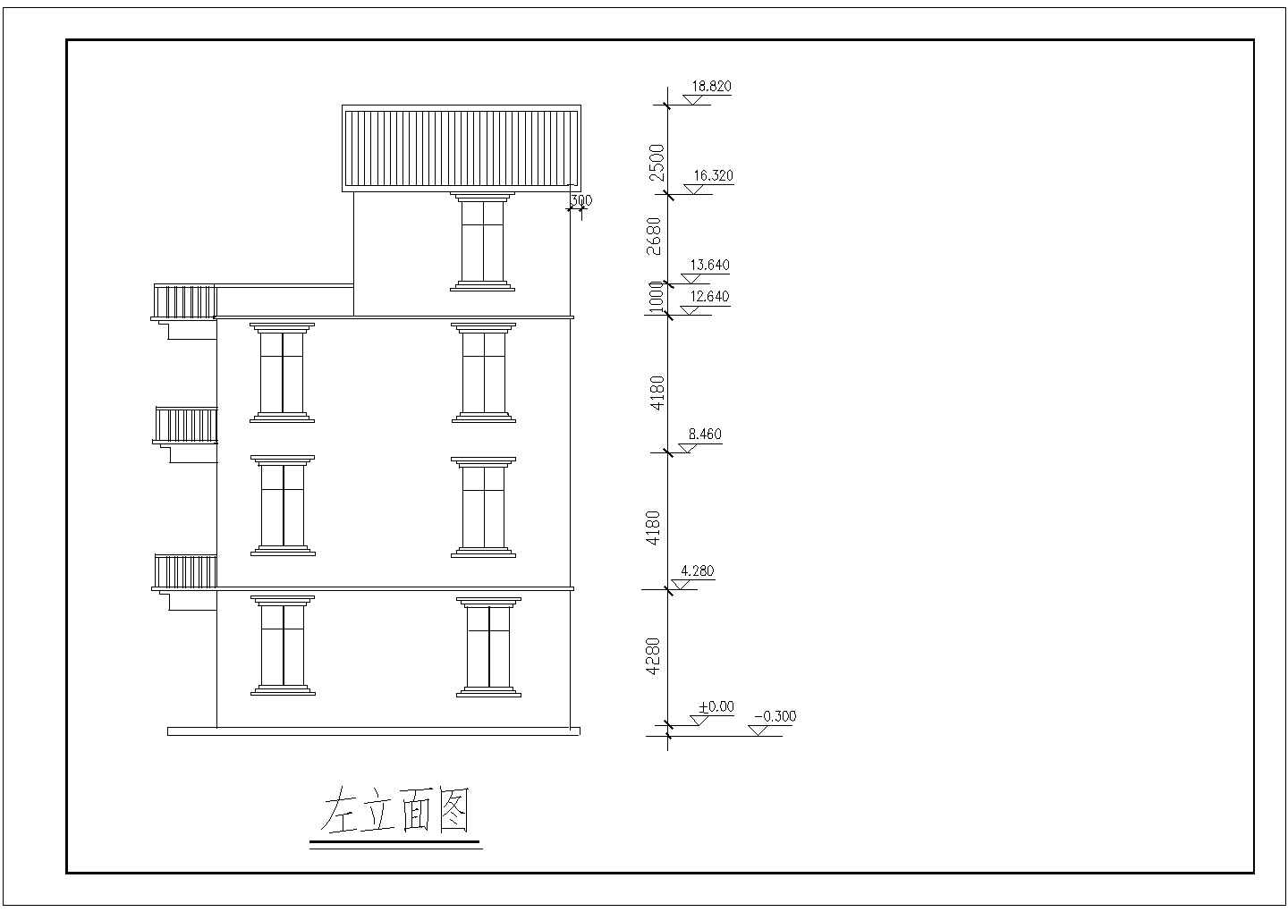 某4层私人农村自建房建筑设计cad施工图（标注详细）