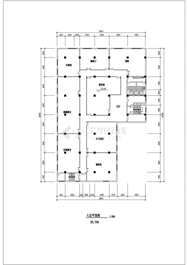 17层高档商场每层建筑设计CAD施工图-图一