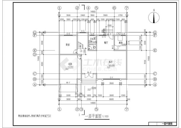 某三层农村自建房cad施工图设计（标注详细）-图二