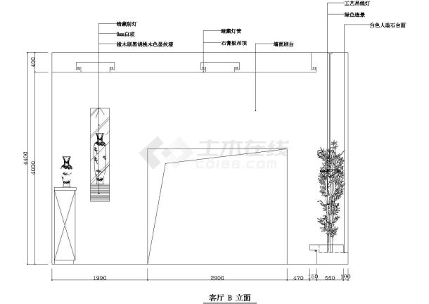 某简中风格1-3层别栋设计CAD详细展示图-图二