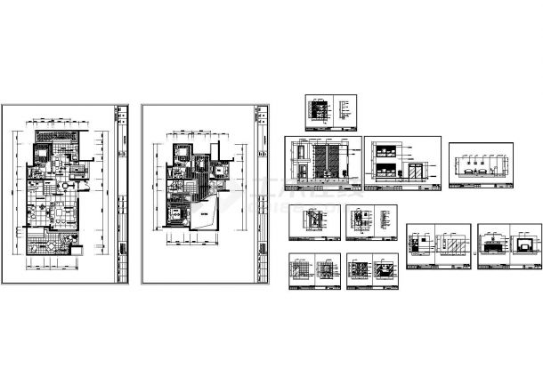 上海现代二层别墅装修设计施工图-图二