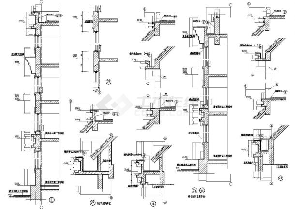 墙身檐沟和线脚大样施工全套非常实用设计cad图纸-图一