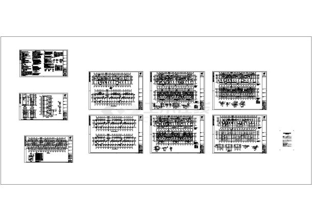 五层框架结构小区住宅楼结构施工图，9张图纸。-图一