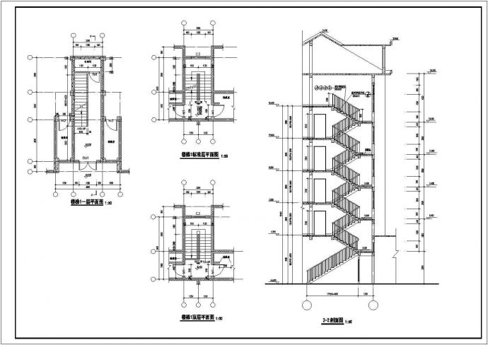 6层四单元每单元2户住宅楼CAD设计图_图1