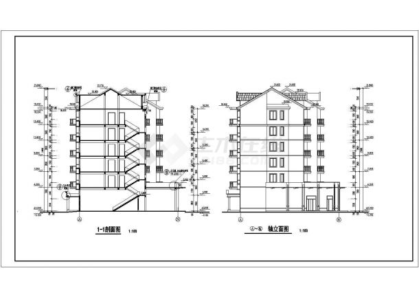 6层四单元每单元2户住宅楼CAD设计图-图二