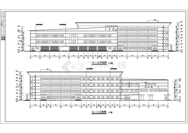 某四层框架结构学校食堂设计cad全套建筑施工图（含总平面图）-图二