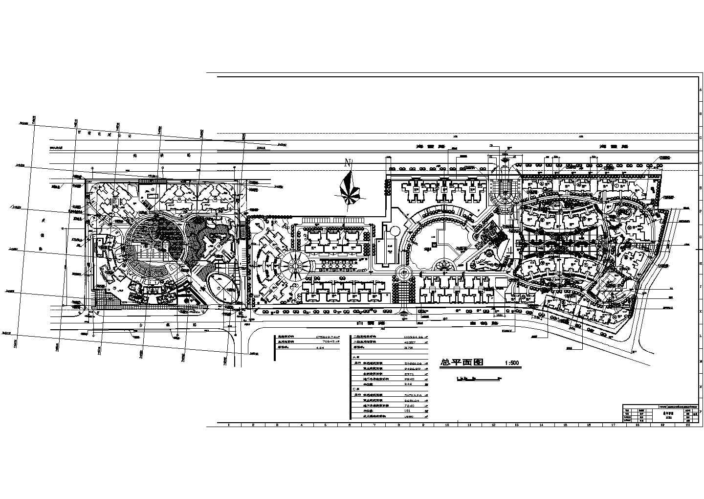 总用地7万平米花园住宅小区规划及单体设计总平面图