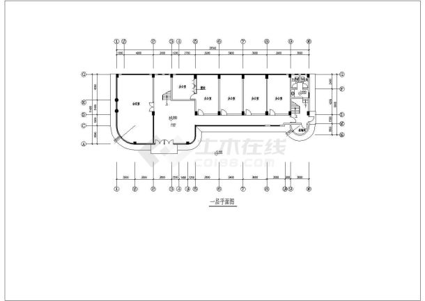 娄底8层简单小型办公楼建筑平面图-图二