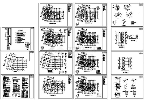 底框结构住宅楼结构施工图（七层桩基础），15张图纸。-图一