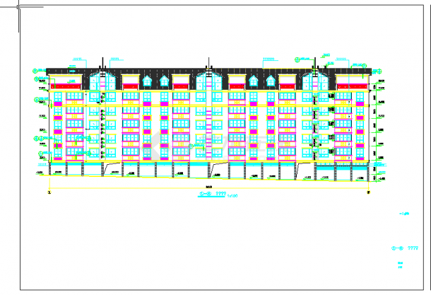 某地多层住宅建筑施工设计CAD平面布置图-图二