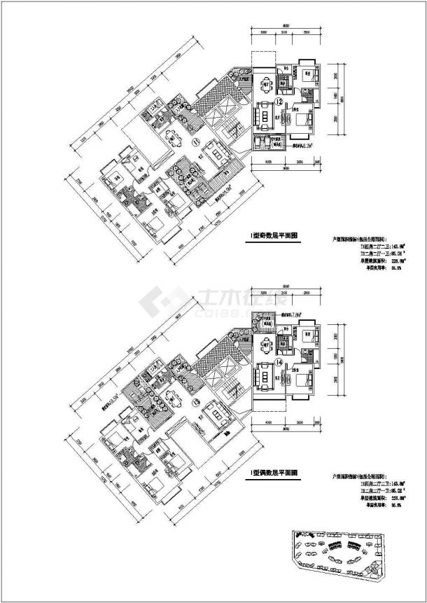 徐州EF户型平面详细建筑施工图-图一