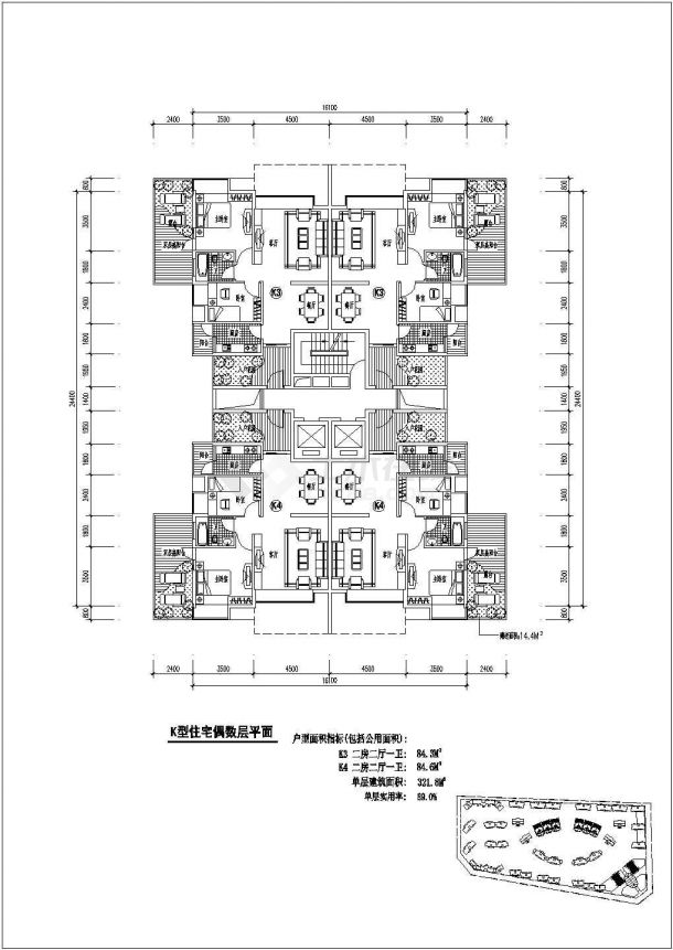 承德K型户型居民住宅全套施工cad图-图二