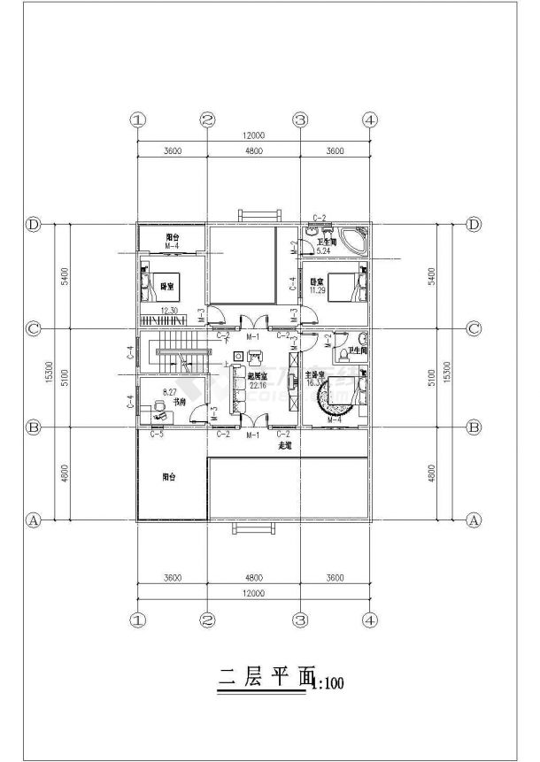 温州市某度假村3层砖混结构别墅住宅楼平立剖面设计CAD图纸-图一