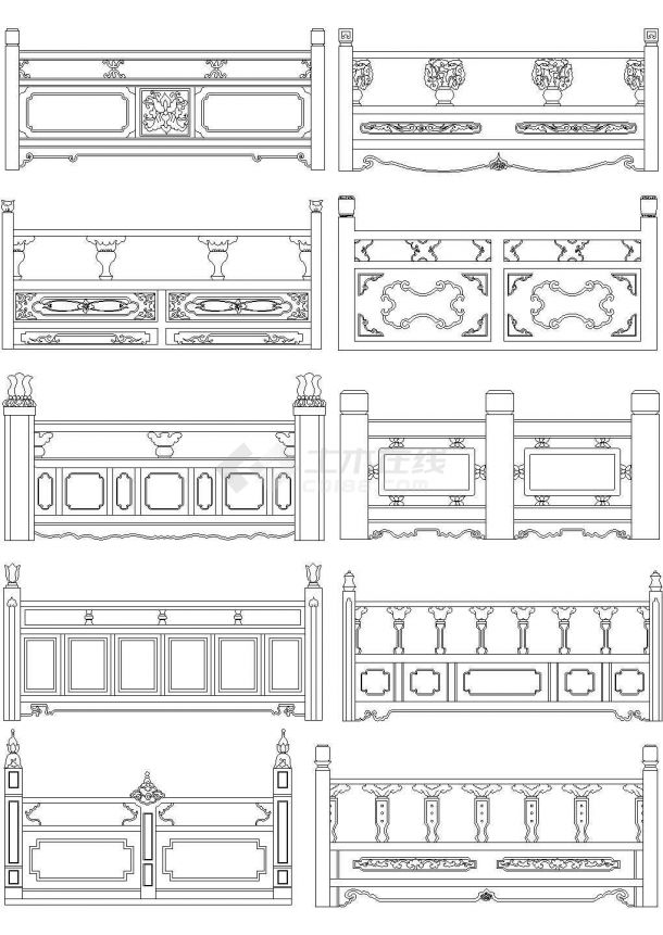 某地建筑中式栏杆施工全套非常实用设计cad图纸-图二