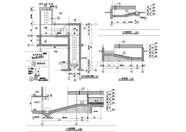 某高档小区住宅楼自行车坡道施工全套非常实用设计cad图纸-图一