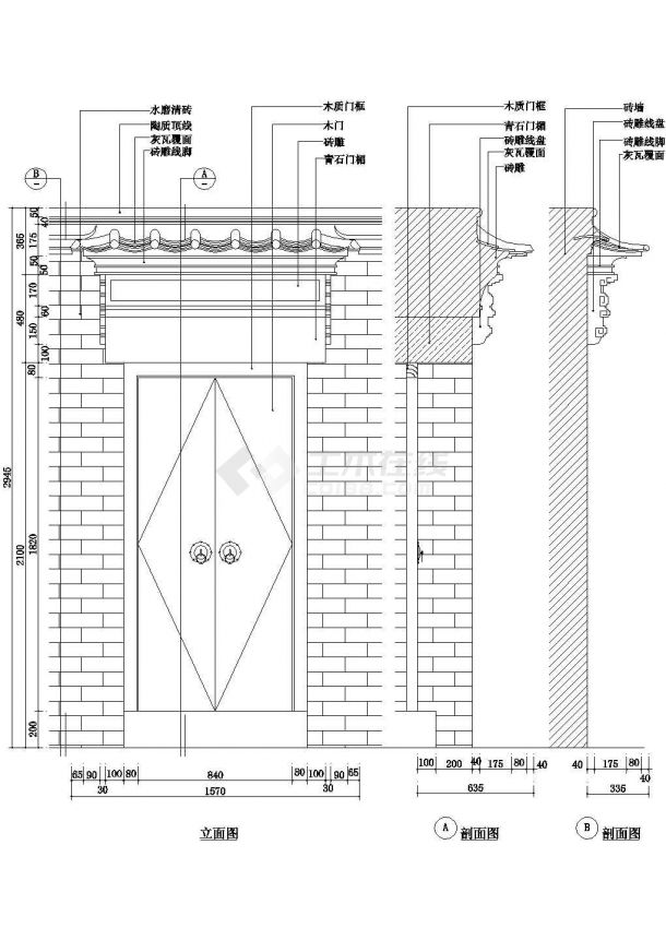 某高档小区住宅楼中式装饰门施工全套非常实用设计cad图纸-图二