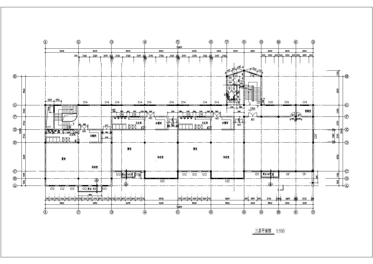 某3层幼儿园建筑规划方案cad施工图