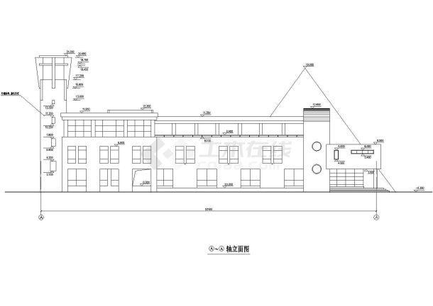 某地3层中型幼儿园平立剖面设计cad施工图-图二