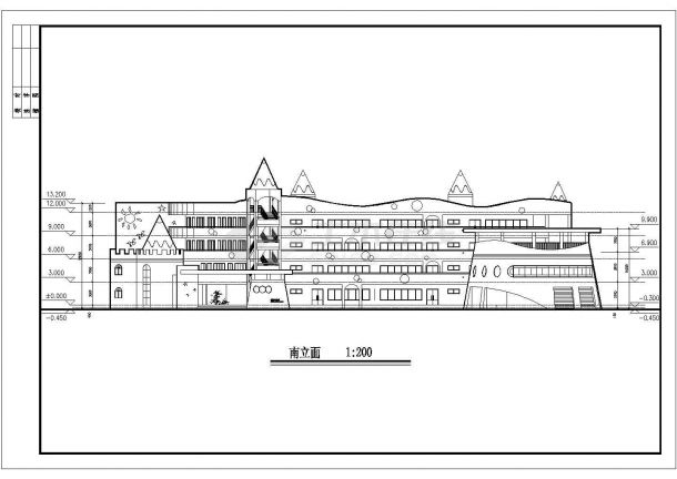 某地4层幼儿园建筑方案设计cad施工图-图二