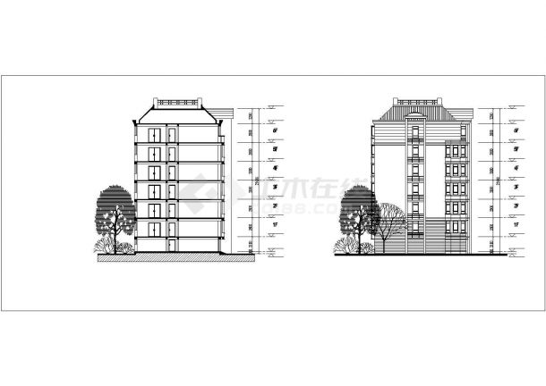 合肥市某职业学院4660平米六层教师公寓楼建筑设计CAD图纸-图二