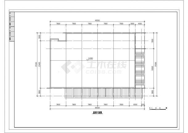 2层学校食堂建筑方案设计图（长46.5米 宽31.2米）-图一