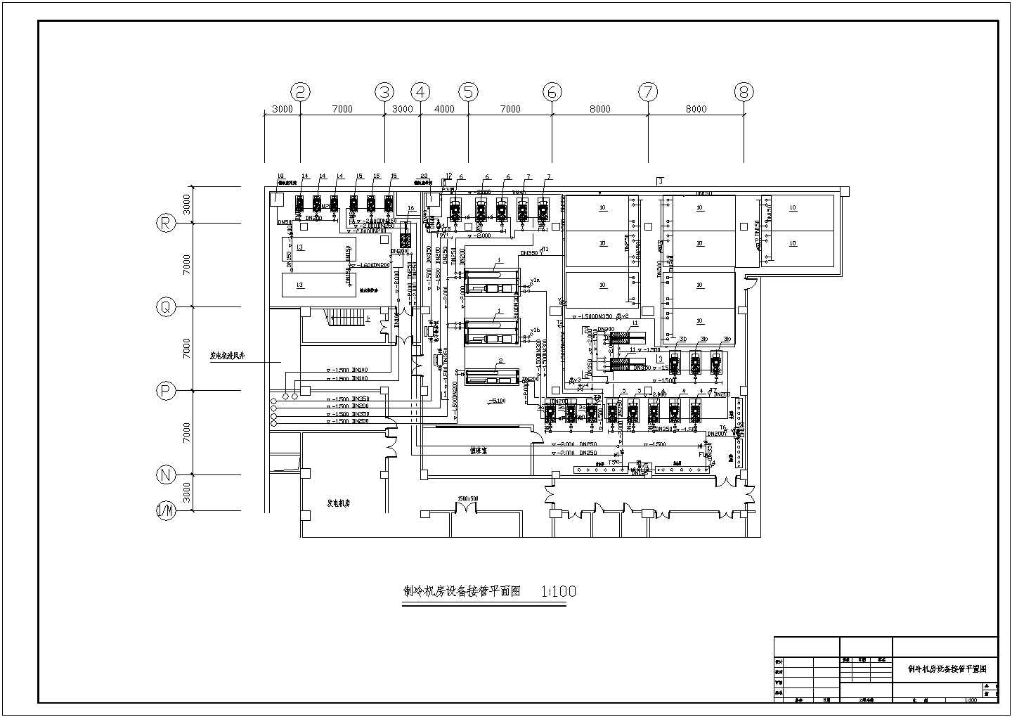 【南京】某空调机房全套cad设计施工图(含制冷机房设备基础平面图)
